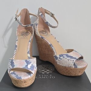 Vince Camuto Snakeskin Pattern Wedge Sandals